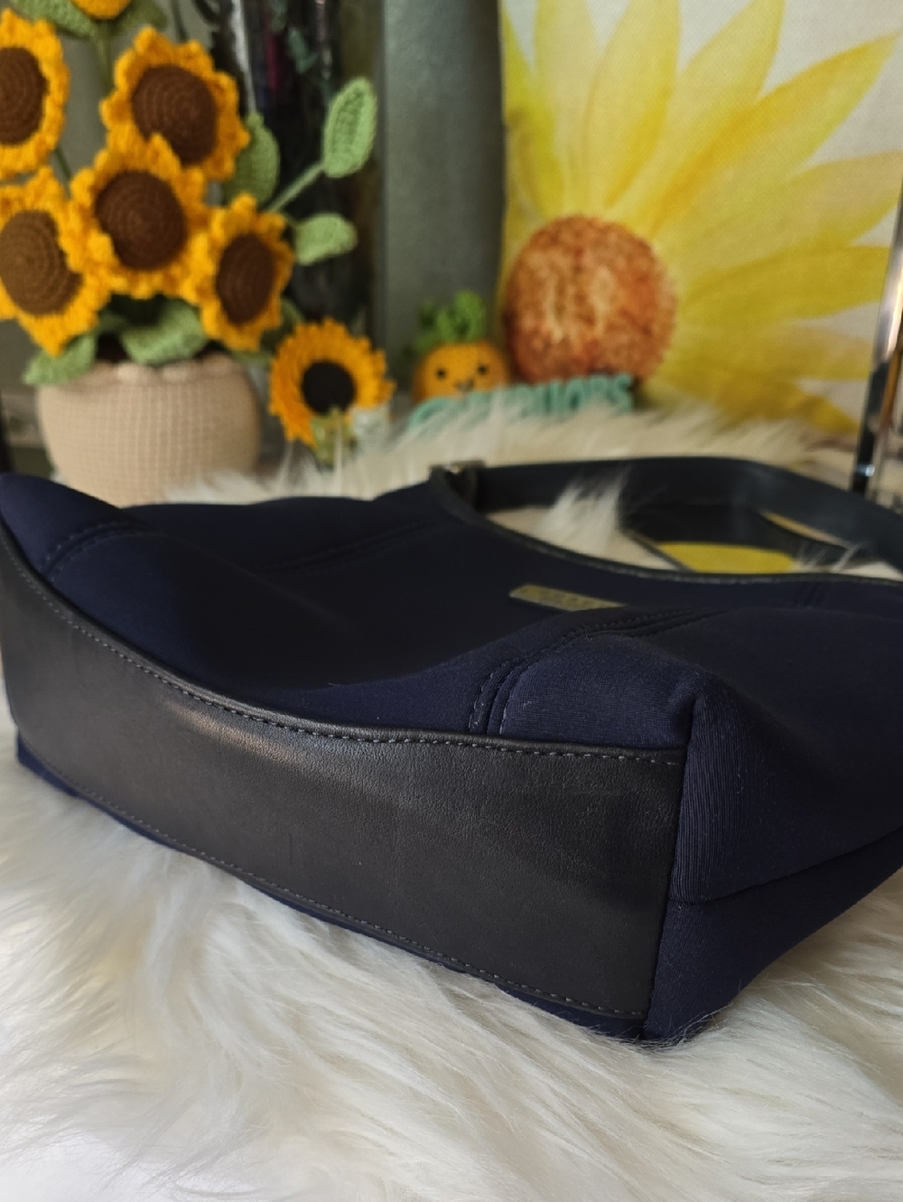 Coach Neo Prene  Crescent HOBO Navy Shoulder Bag with Black Trim GUC 2009 - Picture 17 of 17